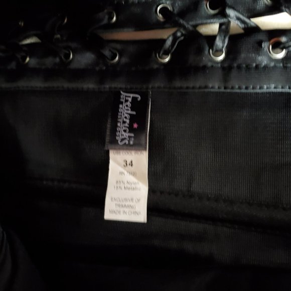 Frederick’s of Hollywood Black/Silver Shimmer Lace Up Corset 34 Bustier Halter - Picture 8 of 10